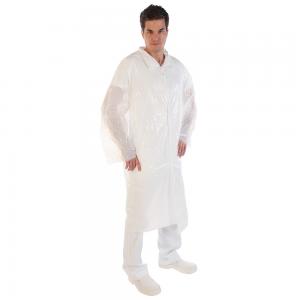 PE Disposable Full Sleeve Lab Coat Customized Design For Electronics Factory / Food Factory
