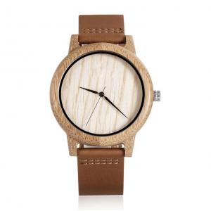 China Hand Craft Maple Wood Case Quartz Mens Watch With Genuine Leather supplier