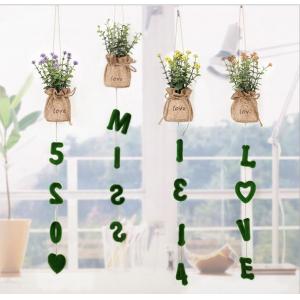 Pendant artificial plant decor with love letter wall decoration