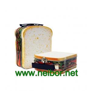Sandwich shape tin lunch box lunch pails with handle