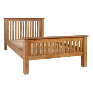 China Wooden furniture oak wood double bed nature color, 4'6" and 5' supplier