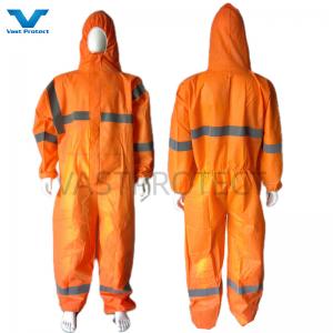 Orange Nonwoven Disposable Coveralls with Reflective Tape and CE Type 5 6 Certification