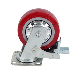 China Customization 4inch 5inch 6inch 8inch Heavy Duty Industry Red PU PVC Swivel Casters Wheels supplier