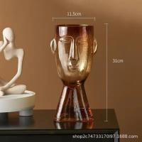China H31cm Amber Elegant Transparent Glass Vase Decor for Modern Homes Office and Living Spaces on sale