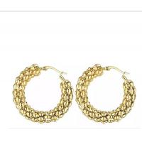 China Anniversary 18K Gold Huggie Pendant Earrings Stainless Steel Earrings on sale