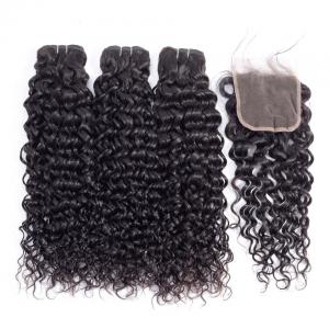 China No Chemical Water Wave Bundles With Closure 100% Remy Indian Human Hair Extensions supplier