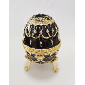 Faberge Egg Jewelry Box Series Hand Painted Jewelry Trinket Box with Rich Enamel EggBox Sparkling Rhinestone Unique Gift