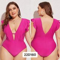 China Pink V Neck Large Size Ladies Swimwear Bikini Plus Size Swimming Suits For Women Summer on sale