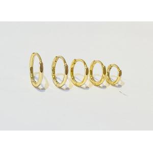 6mm 12mm 9k Gold Huggie Earrings , 10mm Dainty Huggie Hoop Earrings OEM