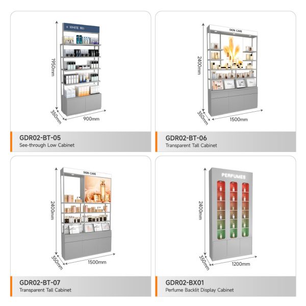 China Retail Display Shelf Grey Wooden Counter, Stylish And Simple, With Hidden Led Lights Inside For Branding Display Shelf And Trendy Display Rack wholesale