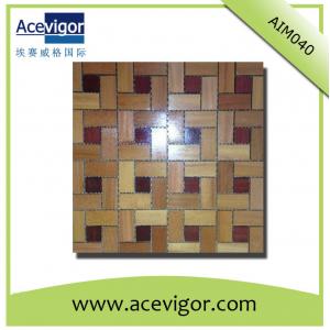 Interior teak wood mosaic wall tiles for indoor decoration