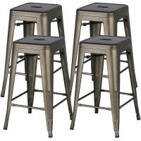 China 24 Inch Stackable Restaurant Chairs Metal Bar Stools Counter Height Barstools High Backless on sale