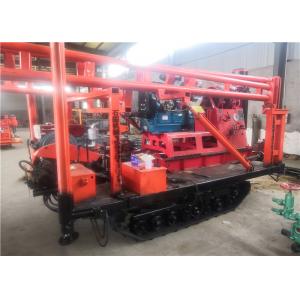 Red 30m - 200m Borehole Crawler Mounted Drill Rig Machine For Water Wells