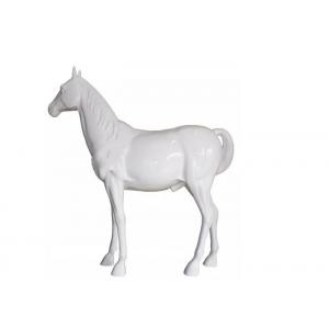 La sculpture extérieure moderne en fibre de verre de cheval blanc a peint grandeur nature
