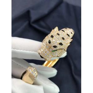 Diamond Emerald Onyx 18K Yellow Gold Bracelet Panthere De Cartier Bracelet