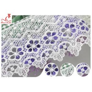 China White 100% Polyester Water Soluble Lace Trim For Clothing Factory supplier