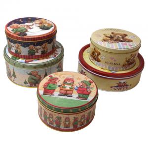 Holiday Gift Packaging Metal Tin Box Reusable Round Tin Cookie Containers Custom Dollar Tree Cookie Tins