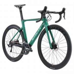 Black Green Carbon Fiber Racing Bike , 8.5kg Shimano Ultegra Bike 22 Speed