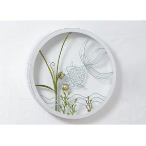 Round Frame Fish And Flower Design Metal Wall Decoration For Home