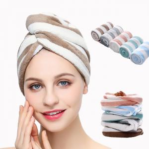 China Super Dry Stripe Microfiber Hair Turban Towel For Travel supplier
