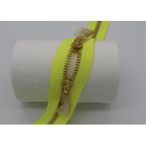 Close End Metal Double Head Zipper For Handbag , Luggage High End Zippers Bright Yellow Tape