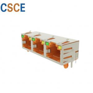 8 Pin 8 Contact Shielded RJ45 Jack , 1*3 RJ45 Multi Port Jack With EMI