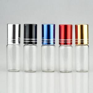 China Clear Roll Essential Oil Bottle 5ml 10ml Glass Round Shape Roller Ball Bottle supplier