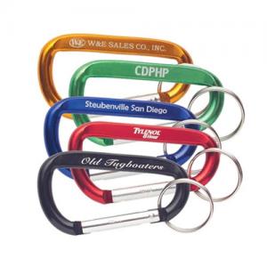 D Shape Pantone Color 8CM Aluminum Snap Carabiner With Key Ring