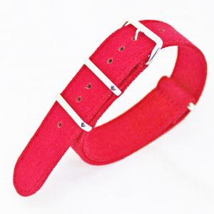 Solid Color Nato Canvas Watch Strap Bright red With Buckle