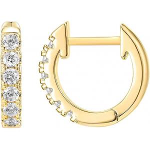 GZ 14K Gold Plated Cubic Zirconia Cuff Earrings Huggie Stud Tiny Hoop Earrings