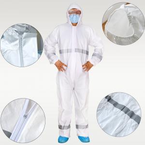 Non Woven Disposable Hazmat Suit Hi Vis Waterproof Safety Coverall With Reflective Strip