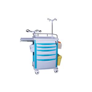 Updated Model Emergency Cart  ABS Plastic Medical Trolley With Drawers IV Pole  (ALS-ET118N)