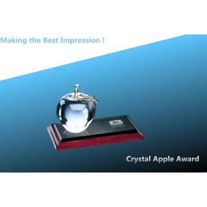 crystal apple trophy/crystal awards/blank base with crystal apple/3D apple paperweight