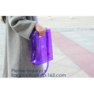 Custom Clear Transparent Holographic Iridescent Ladies Vinyl Tpu Shopper Women Shopping Tote Bag Garment Bags,Storange