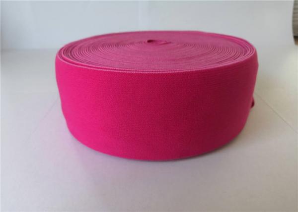 6 Cm Rose Red Elastic Nylon Webbing / Elastic Webbing Band Size Custom