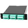 China LC Quad Multi Mode 24 Fiber MTP MPO Cassettes 6 Ports Fully Loaded Aqua Blue wholesale