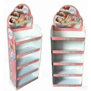 China Pink And White Floor Cardboard Display Box For Grocery Store supplier