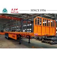 China 3 Axle Flatbed Trailer With Front Side Wall , Flatbed Car Trailer Long Life on sale
