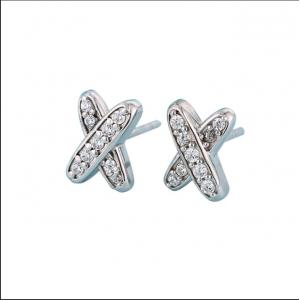 China X Shape 925 Moissanite Stud Earrings Sterling Silver Jewelry supplier