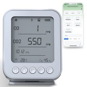 プロフェッショナルポータブルNDIR CO2ガスセンサーアナライザー - Bluetoothスマート空気質モニター、リアルタイムデータ追跡付き