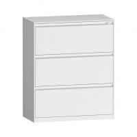 China Steel 3 Drawer Lateral Filling Cabinet 12mm Edge Gooseneck For Office on sale