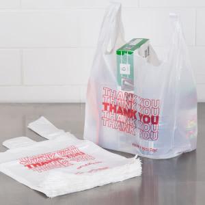 China Retail White Plastic Thank You Bags , Custom T Shirt Bags For Grocery supplier