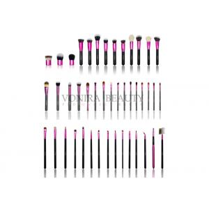 42PCs Full Line Cosmetic Makeup Brush Set With Pink Aluminum Ferrule & Matte Black Wooden Handle