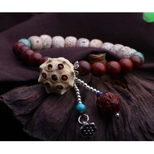 China Sandalwood beads and Bodhi seed lotus bead bracelets in sterling silver, bodhi jewelry supplier