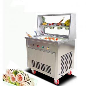 Double Pan Ice Cream Machine Fried With Freezer/Ice Cream Roller Machine