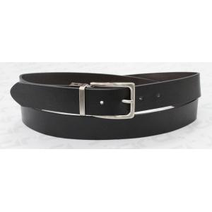 China 3.35cm Width Black PU Reversible Buckle Belt For Mens Nickel Satin Buckle supplier