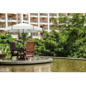 Patio Umbrellas 9' Light Beige, Outdoor Umbrella Market Table Umbrellas with Push Button Tilt and Crank