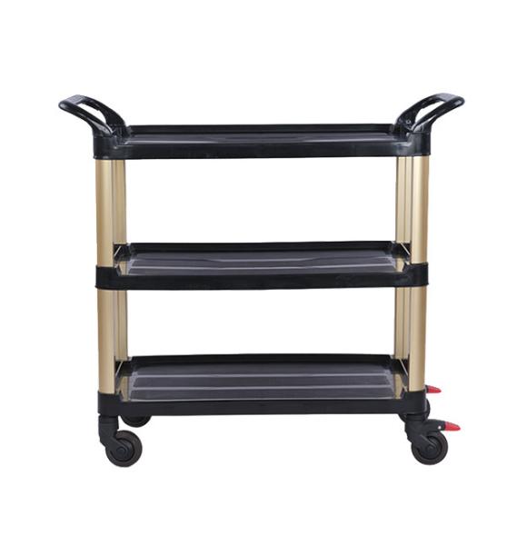Three Tier Dinning Folding Flatbed Trolley Silent Robust 120KG Load