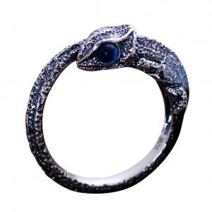 China Womens and Mens Chameleon Retro Sterling Silver Ring(XH056032WBLUE) supplier