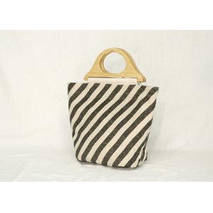 China Twill Canvas Recyclable Tote Bag , Reusable Cotton Bag With Wooden Handle supplier
